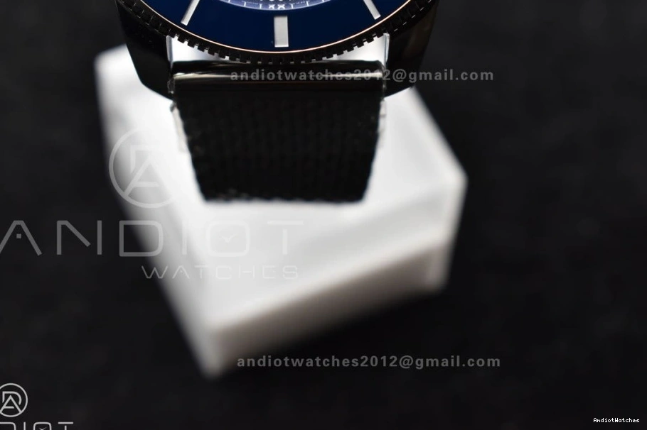 1169 Blue II 42mm Heritage on Bezel SS SuperOcean A Mesh Fashionable Dial Blue Ceramic SS BLSF Bracelet 0811